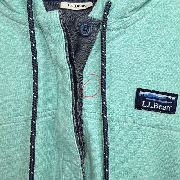 L.L Bean Hoodie Women's MP Mint Rugby Popover Sweatshirt Boating Nautical Beach - Picture 8 of 14